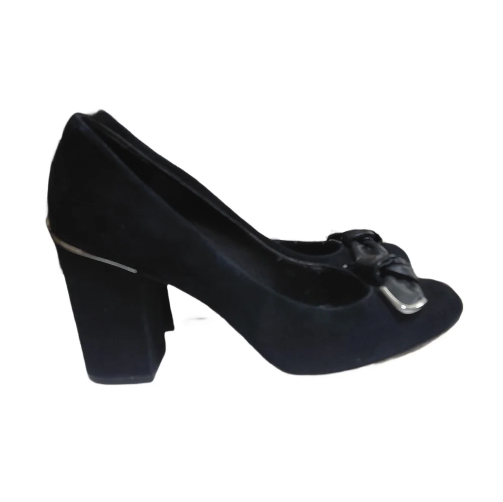 Michael Kors Liza Black Suede Block Heel Pumps Size 7 M - Picture 5 of 13